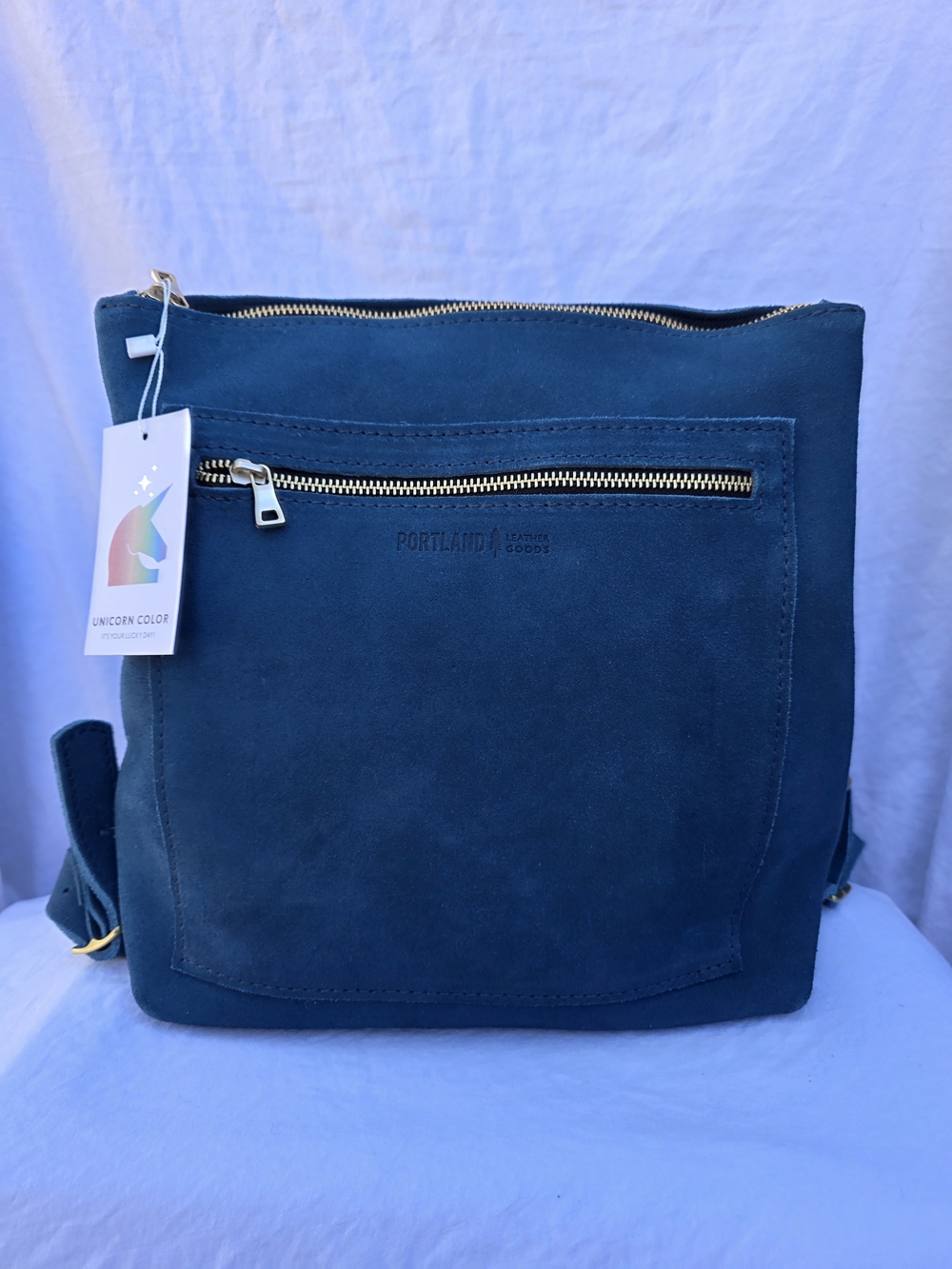 UNICORN Portland Leather Mariner Blue Suede Backpack